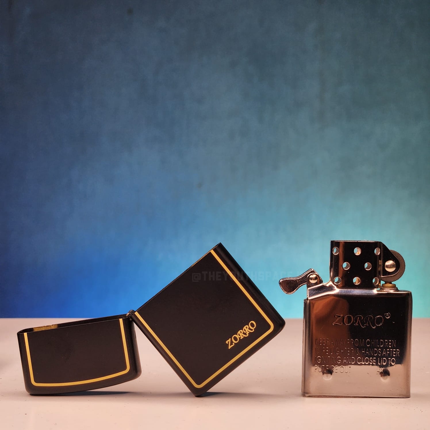 ZORRO ULTIMATE JUSTICE BRASS BLACK WITH GOLD BORDER LIGHTER 23HK