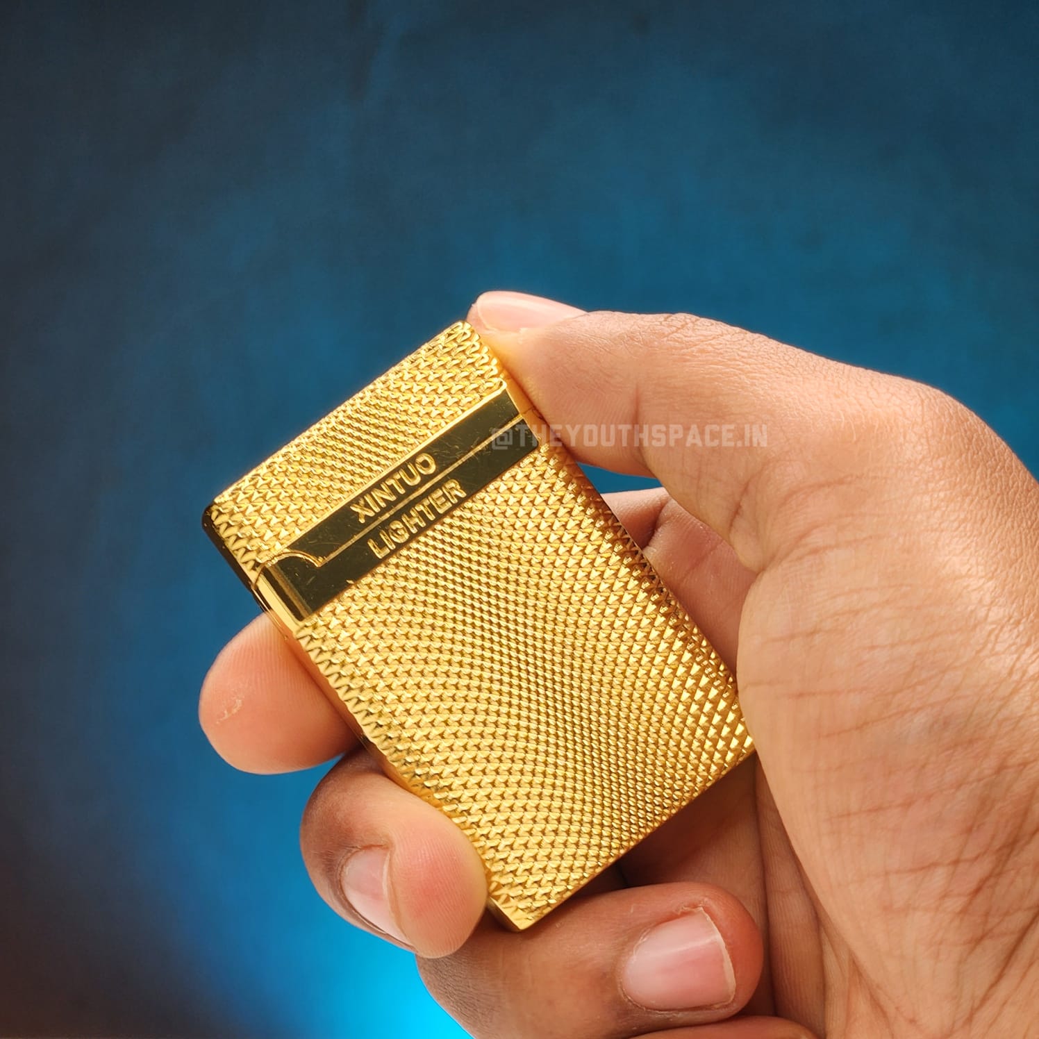 Block Textured Red Flame Jet Lighter