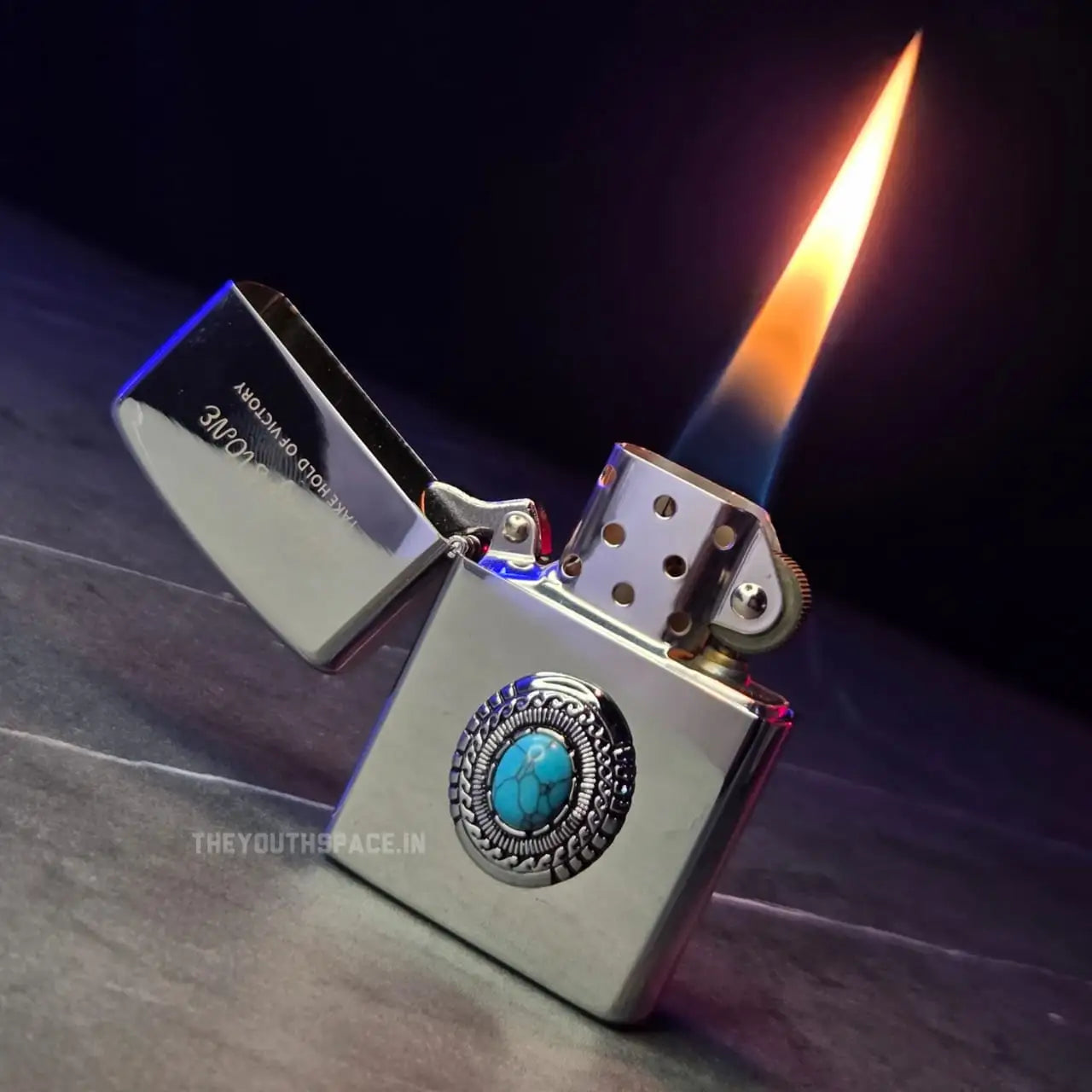 ZORRO ULTIMATE JUSTICE BRASS TURQUOISE LUCKY STONE LIGHTER 24HK