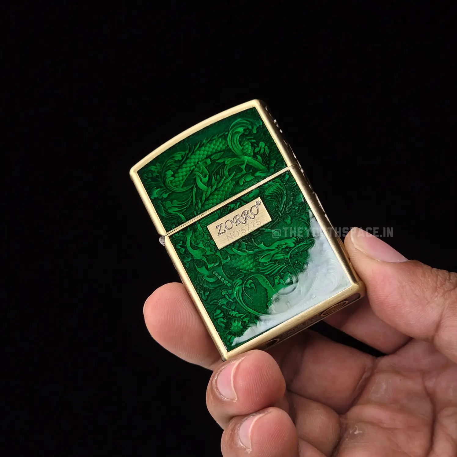 Zorro ZK33 Divine Dragon Series Translucent Green/Blue Metal Windproof Kerosene Lighter