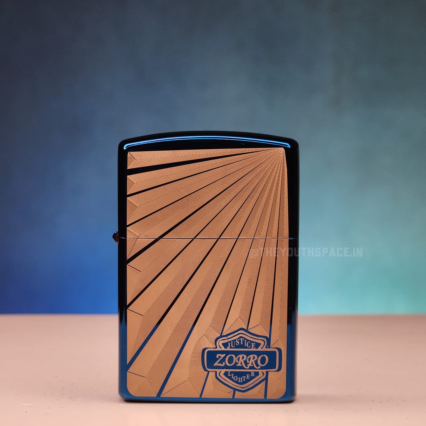 ZORRO ULTIMATE JUSTICE BRASS METALLIC BLUE COLOR LIGHTER 21HK