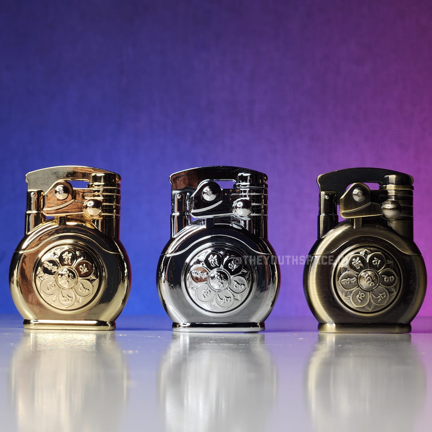 Red Jet Flame Spinner Ignition Lighter (Metallic)