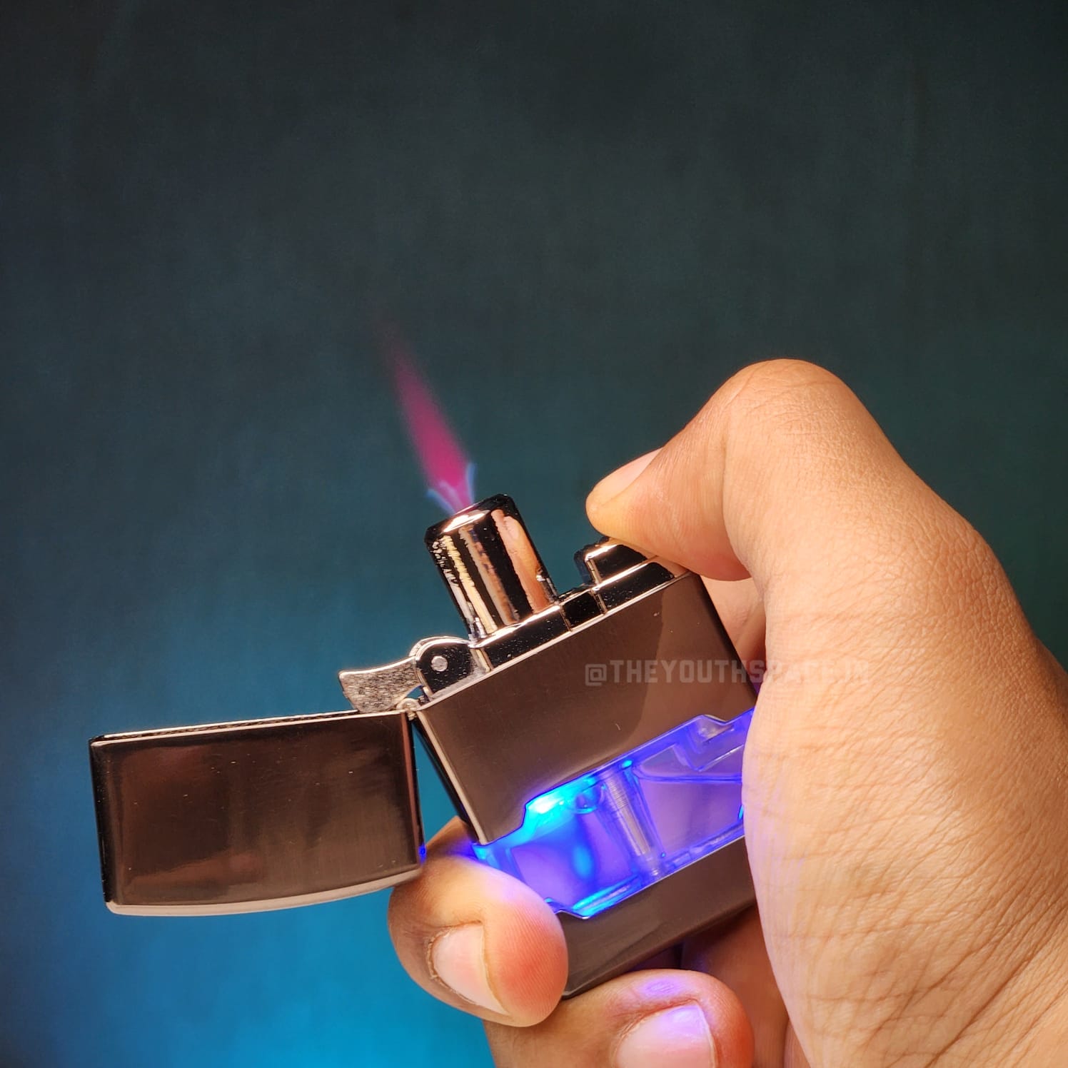 Lumi Tank Red Flame Jet Lighter (Metallic)