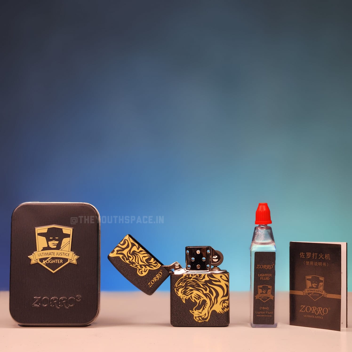 ZORRO ULTIMATE JUSTICE BRASS TIGER FACE LIGHTER 23HK