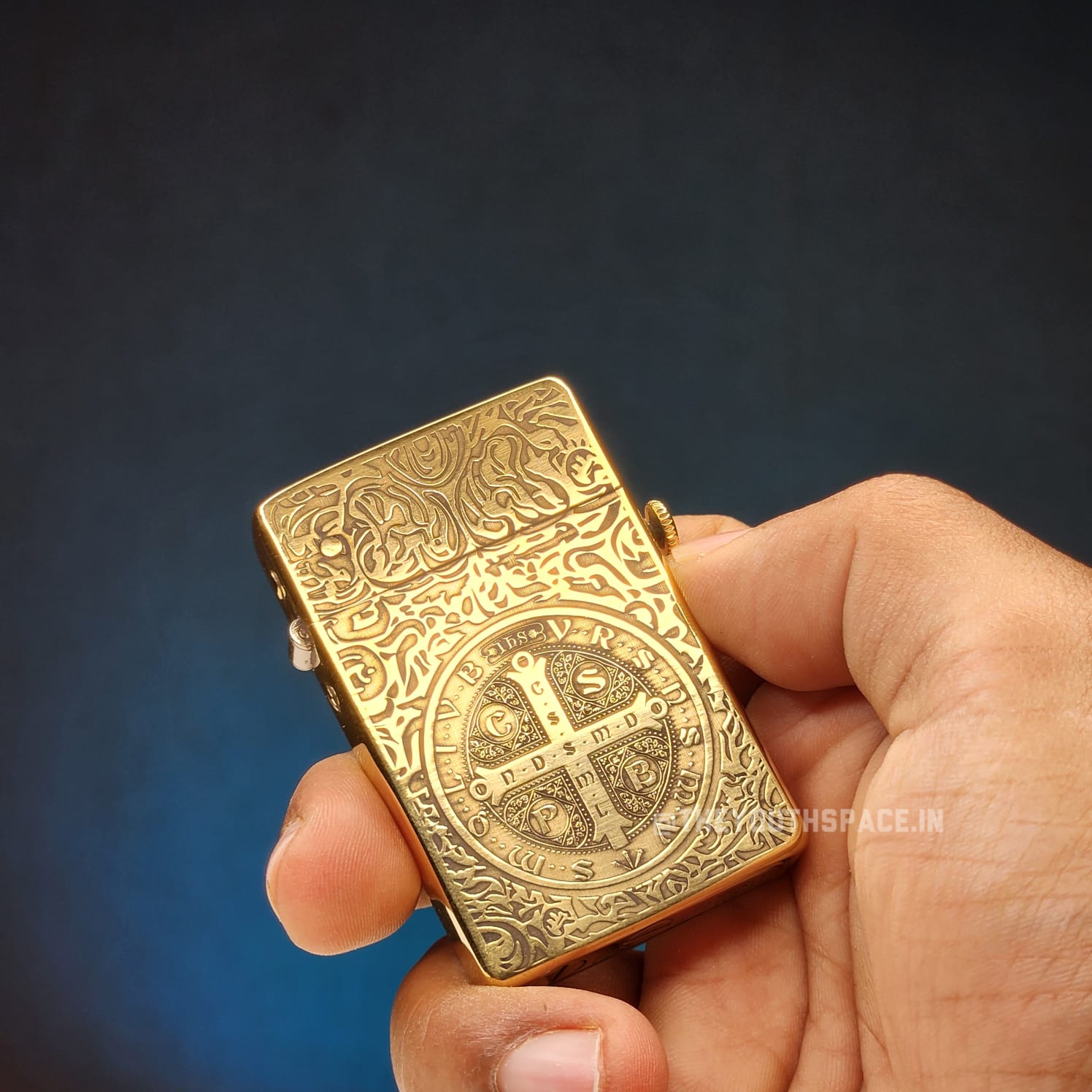 ZORRO Antique Brass Saint Benedict Cross Lighter