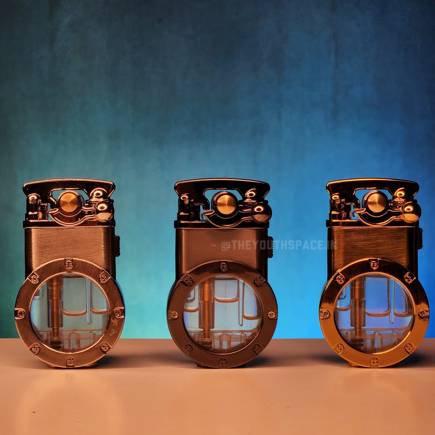 Vintage Style Dual Mode Visible Fuel Tank Lighter (Metallic)