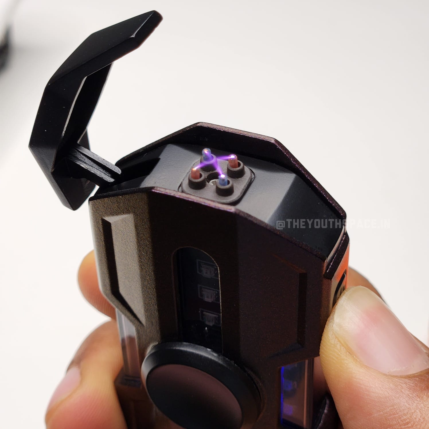 Premium Hexa Shaped Spinner Lighter with LED Lights (Metallic)