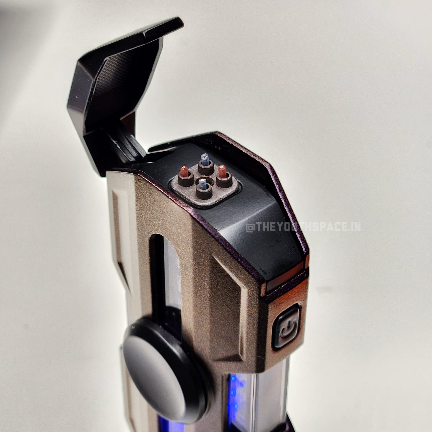 Premium Hexa Shaped Spinner Lighter with LED Lights (Metallic)