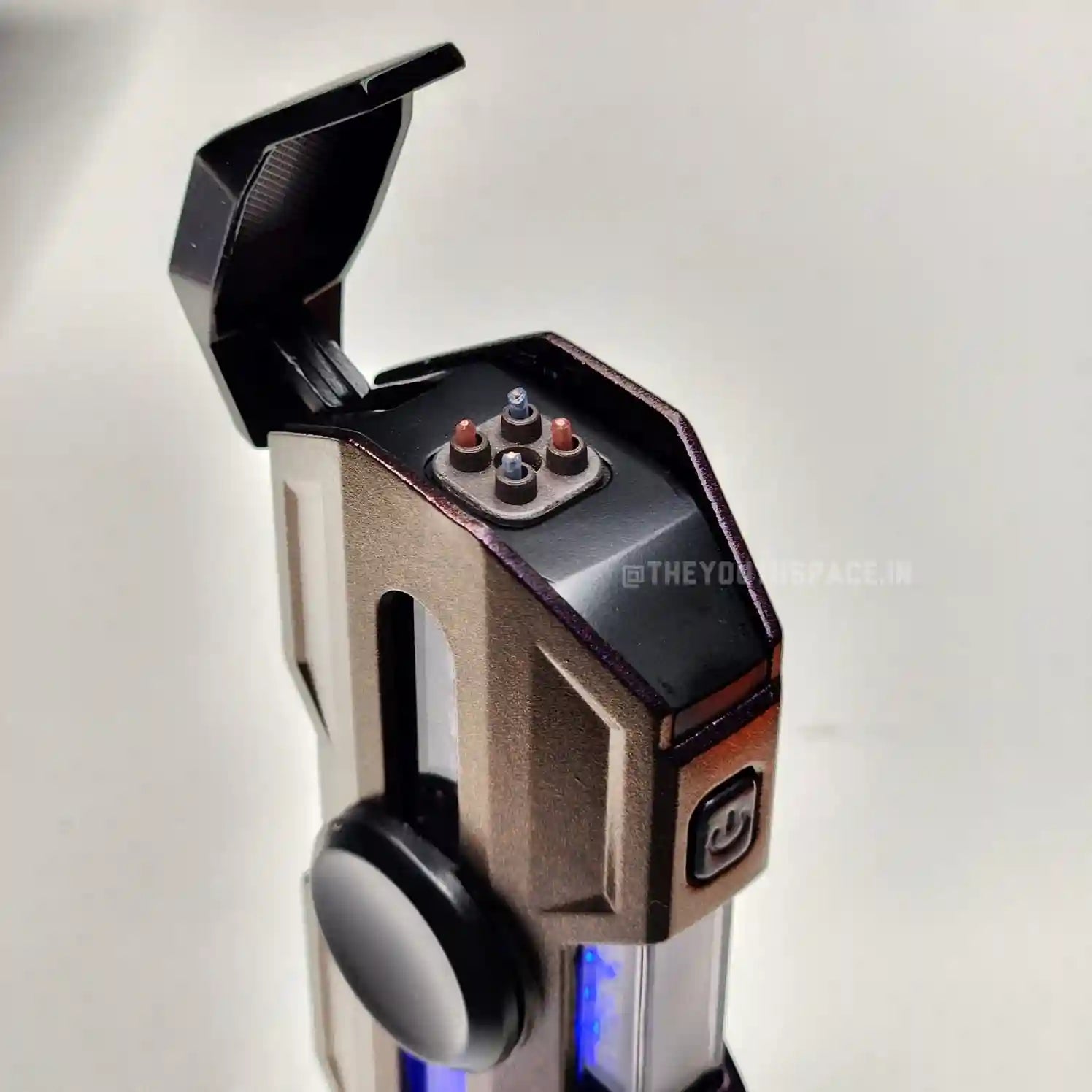 Premium Hexa Shaped Spinner Lighter with LED Lights (Metallic)
