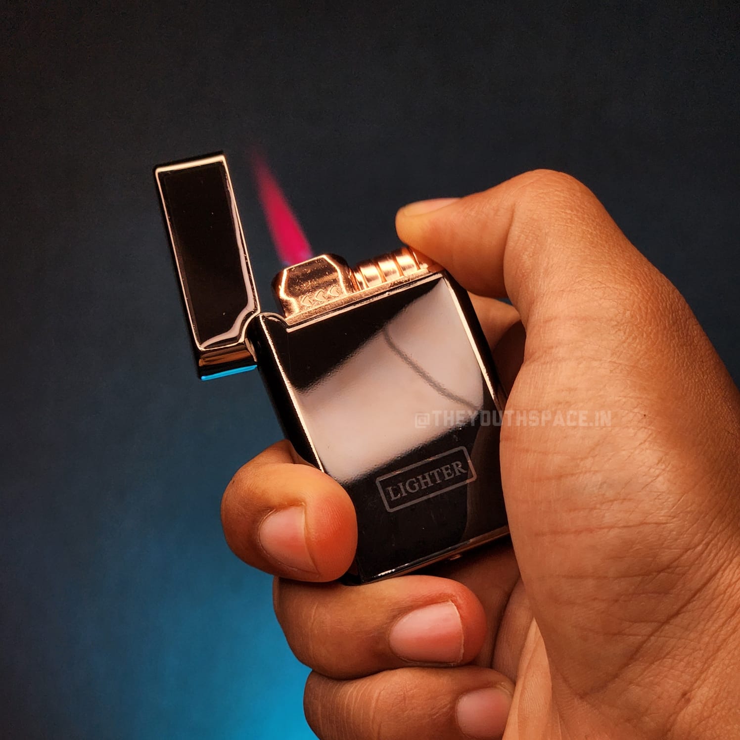 Black Glossy Red Flame Jet Lighter (Metallic)