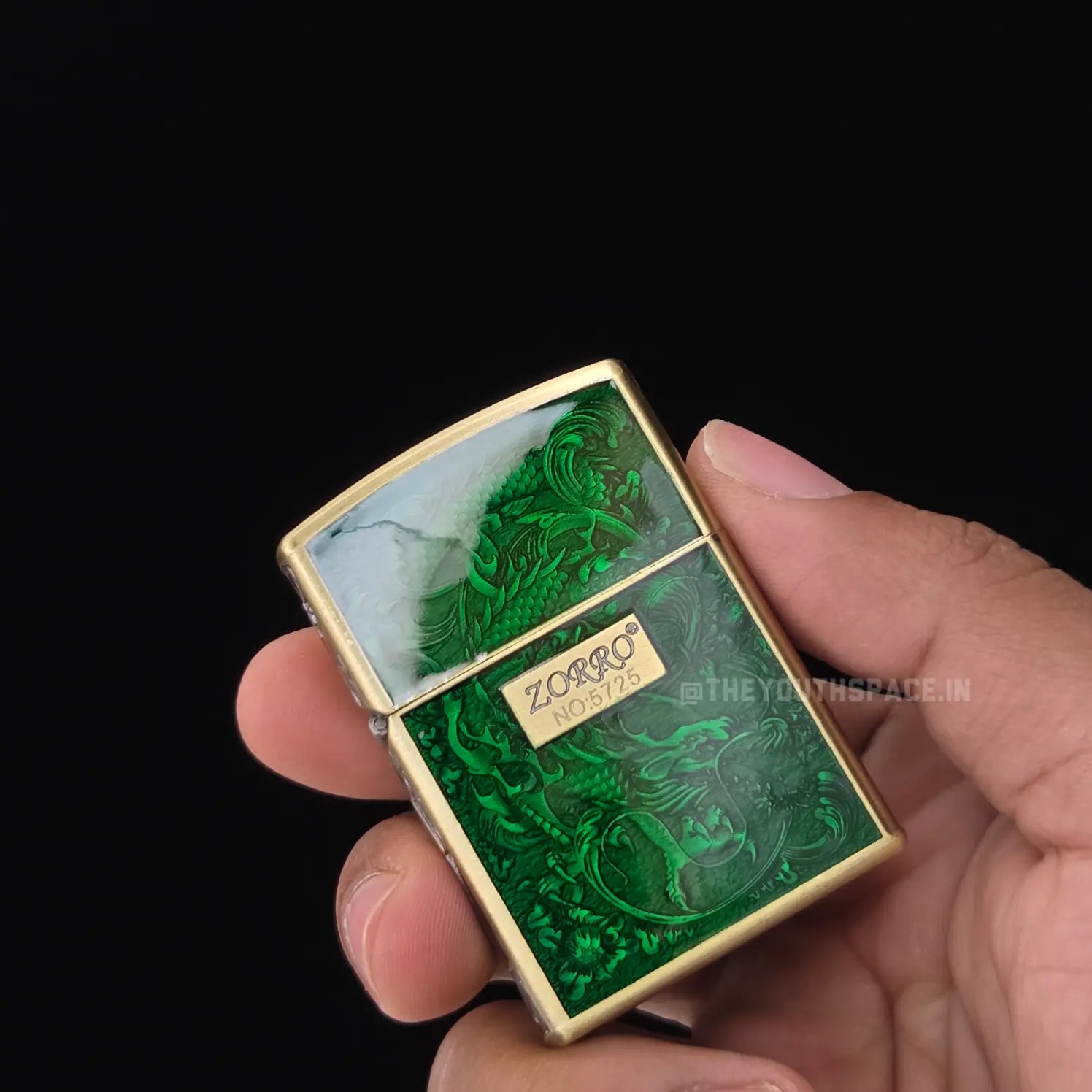 Zorro ZK33 Divine Dragon Series Translucent Green/Blue Metal Windproof Kerosene Lighter